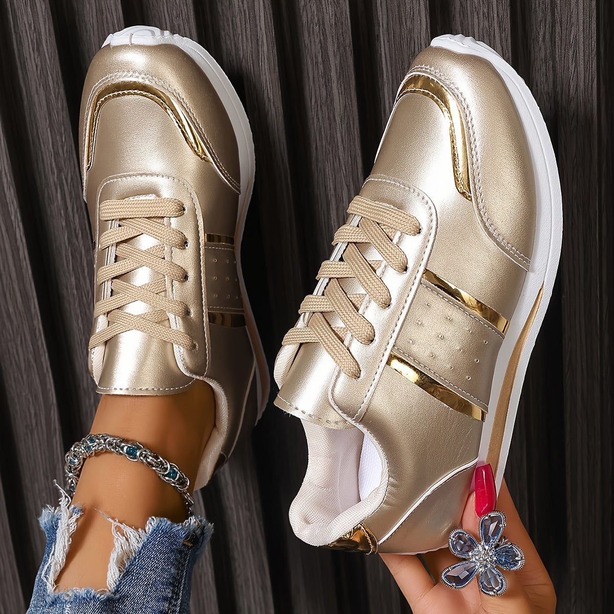 Everyday Elegance, Chic Women's Sneakers - Lightweight, Casual Lace-Up Shoes with Soft EVA Sole, Versatile White - Perfect for All Seasons