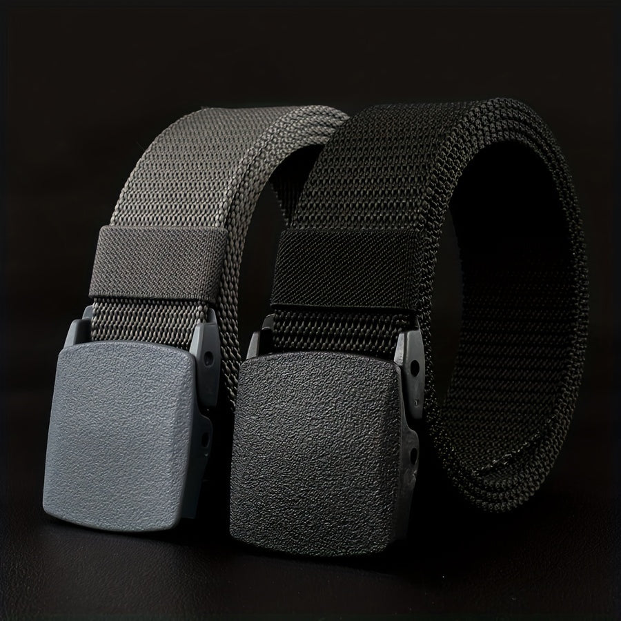 Nylon Belt with Smooth Buckle - Hypoallergenic, Casual Style for Men & Women, Perfect for Jeans & Outdoor Wear