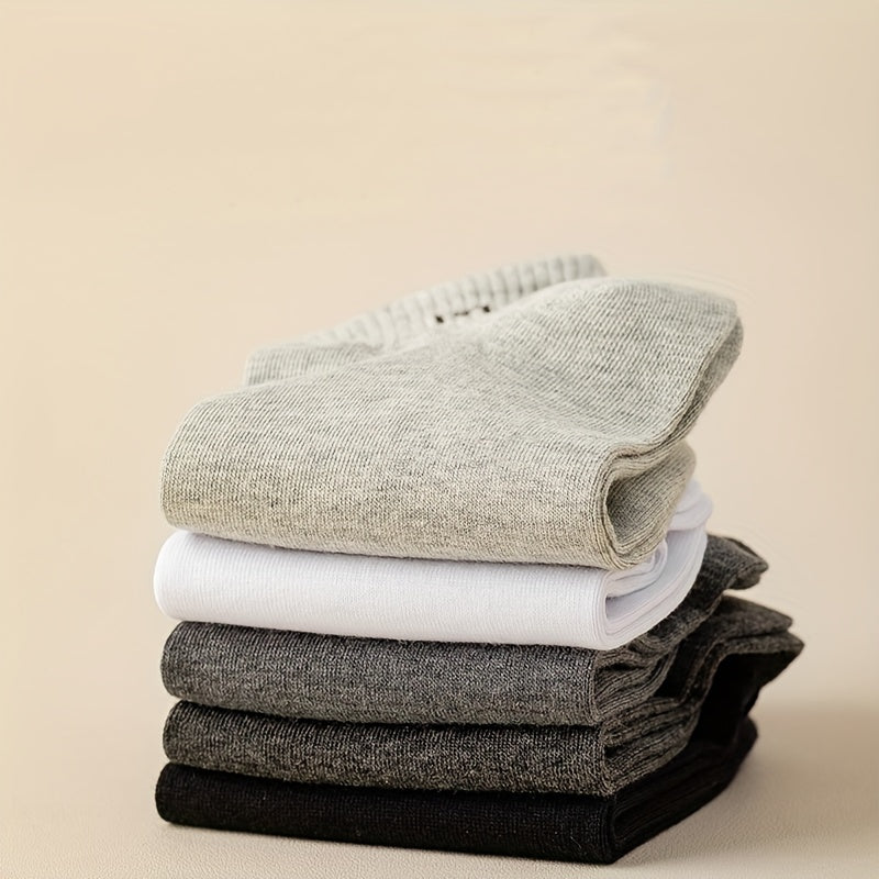 5pairs Men's Thin Mesh Breathable Sweat Absorption Socks For Summer, Men's Trendy Socks