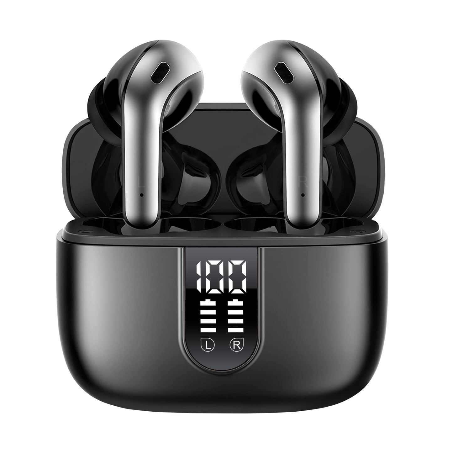 Wireless Earbuds with Mic, Earphones With LED Display, In-Ear Headphones With Mini Charging Case, TWS Headset For Men/Women