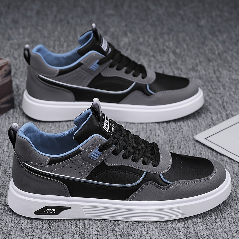 Men'S Casual Athletic Sneakers - Lightweight, Breathable, Fashion-Forward Skate Shoes with Faux Cover and PVC Sole for Outdoor Activities, Hiking, and Everyday Wear, Low-Top Design, Lace-Up Closure, Allseason Shoes | Versatil
