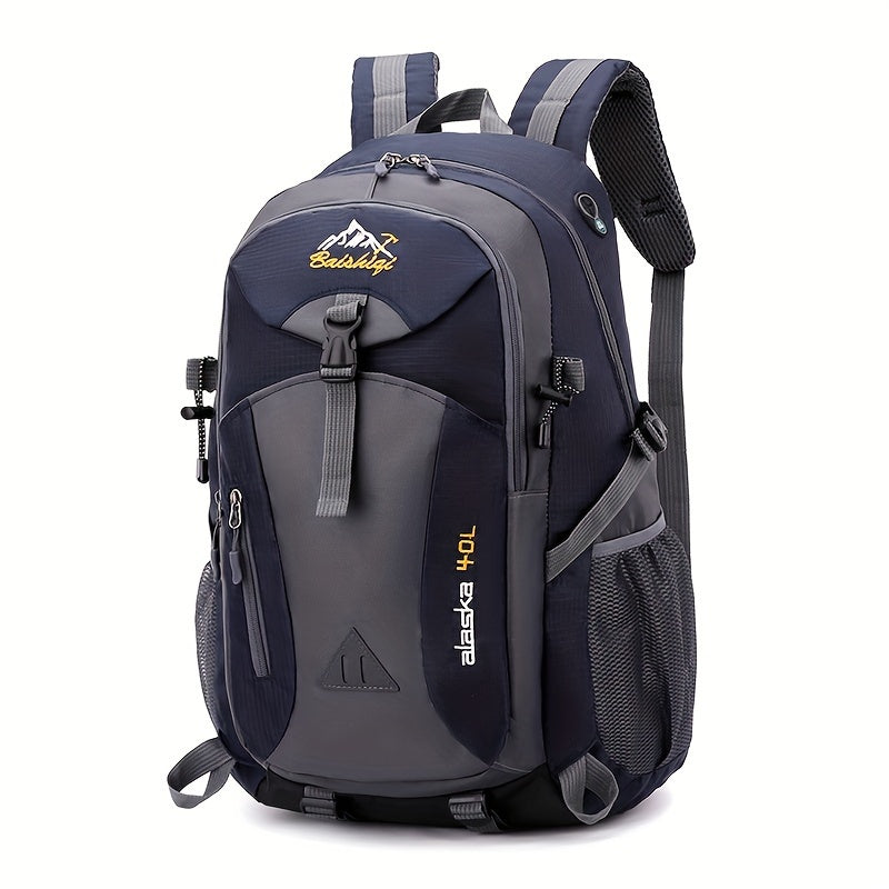 40L Black Oxford Backpack for Hiking, Travel & Outdoor Adventures - Lightweight, Durable with Adjustable Straps, Design, Perfect for Camping, Cycling & Student Use