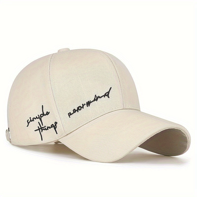 Trendy 4-Season Duckbill Baseball Cap With Embroidery, Adjustable Sun Protection For Women