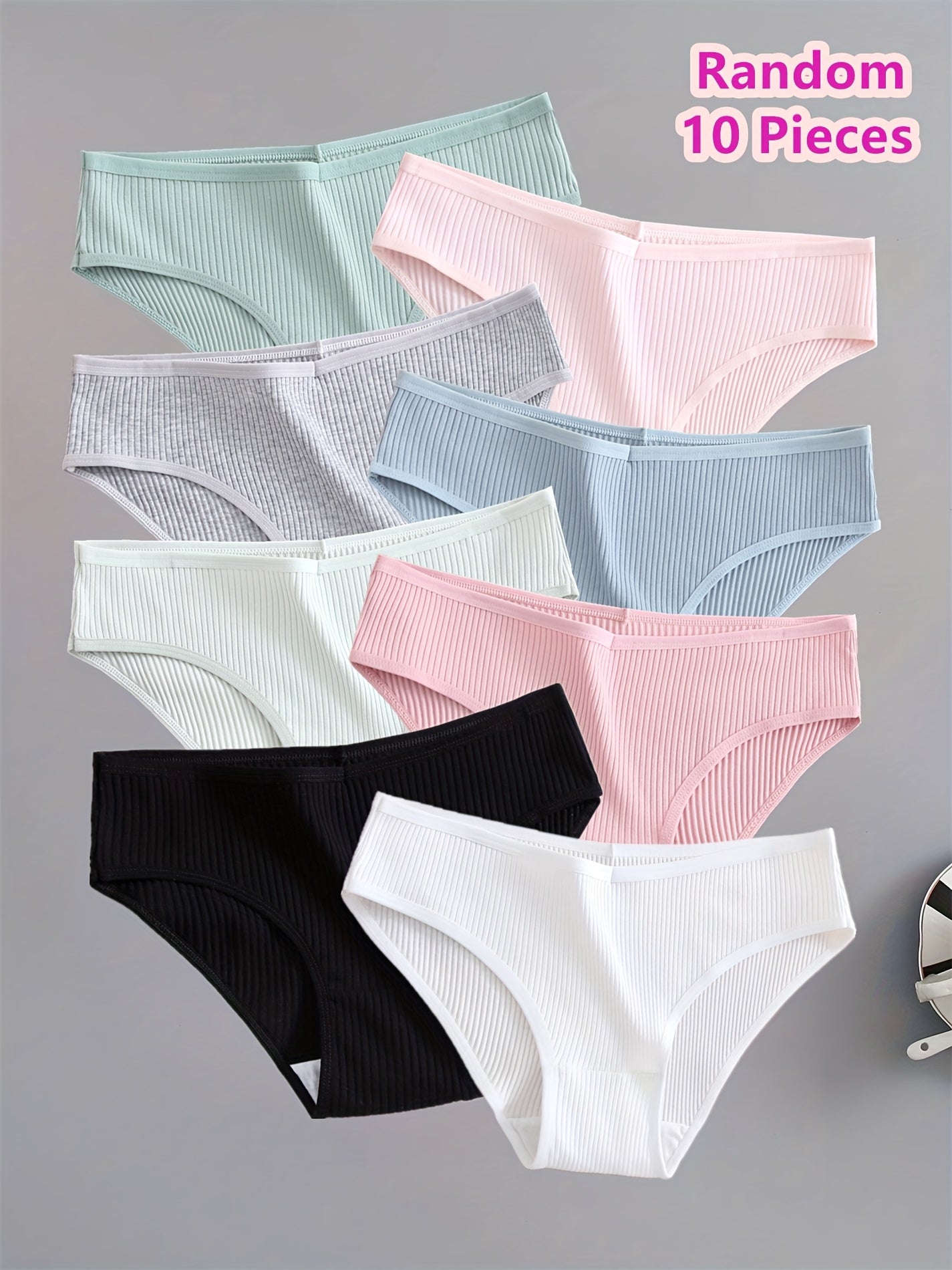 10-Pack Women's Ribbed Cotton Blend Boxer Briefs Comfortable Fit