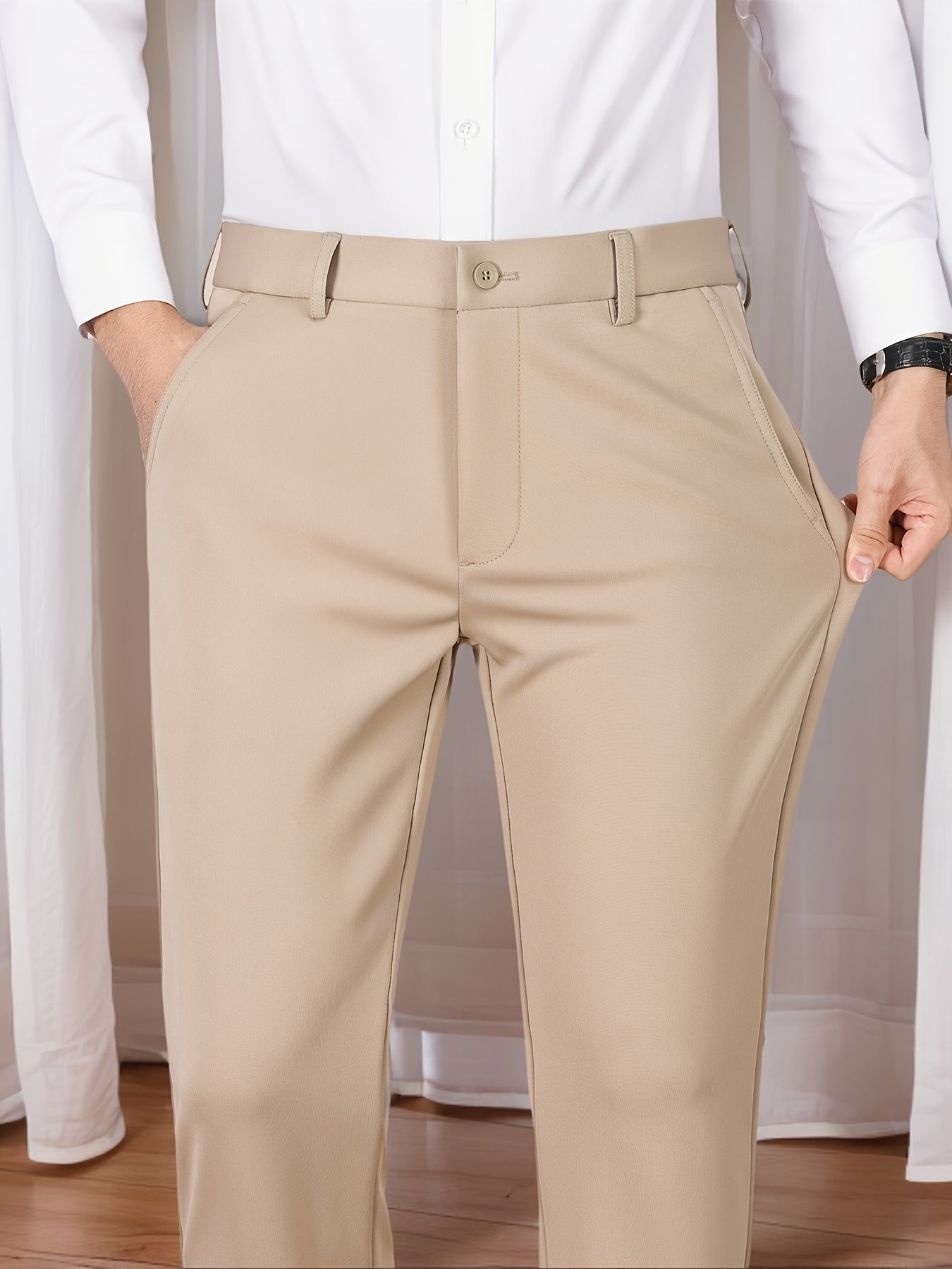 Versatile Men's Straight-Leg Pants - Casual & Business Formal, Stretch Fabric, Perfect for Any Occasion