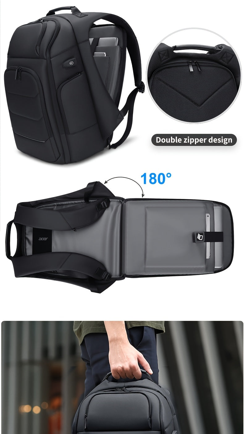 FENRUIEN Men'S Large Capacity Expandable Backpack with USB Charging, 39.62cm Laptop Bag, Durable Oxford Fabric, Multiple Compartments for Travel and Business Use, Travel Backpack Minimalist Backpack Durable Zippers, Lapto