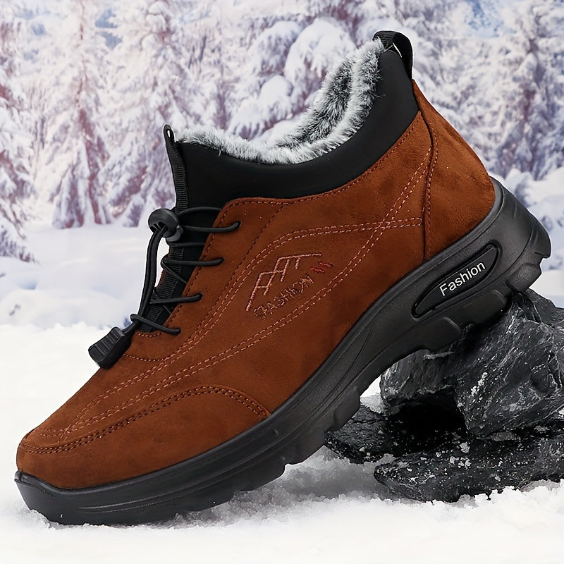 Men's Warm and Comfortable Winter Snow Shoes - Non-Slip Ankle Boots for Outdoor Hiking and Trekking with Plush Lining