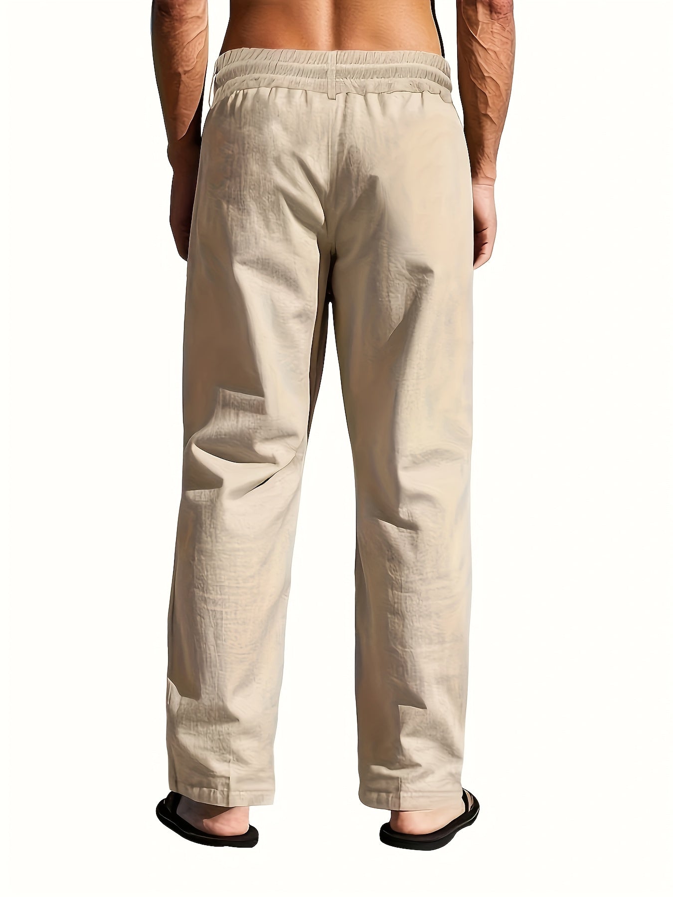 Men's Lightweight Linen Casual Pants with Drawstring Waist