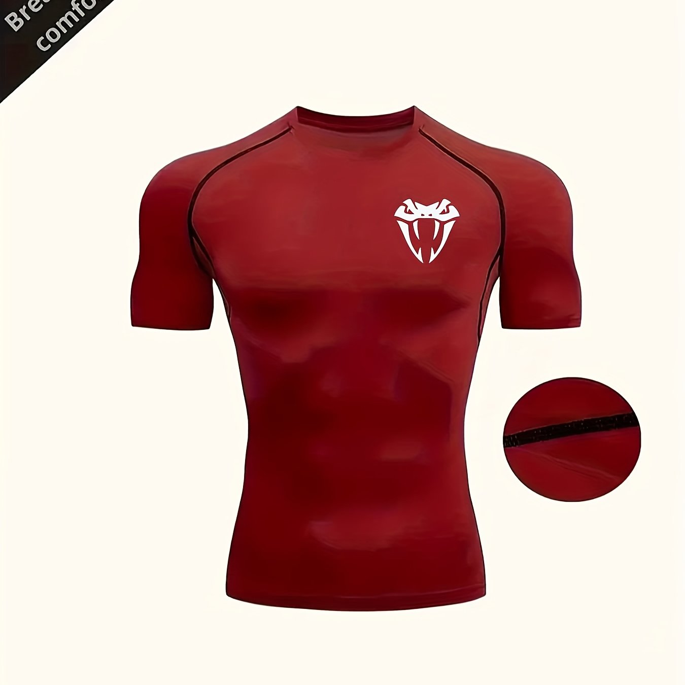Men'S Quick-Dry Athletic Compression T-Shirt with Serpent Head Logo - Short Sleeve, High Stretch, Breathable Fabric for Running Workout, Blue