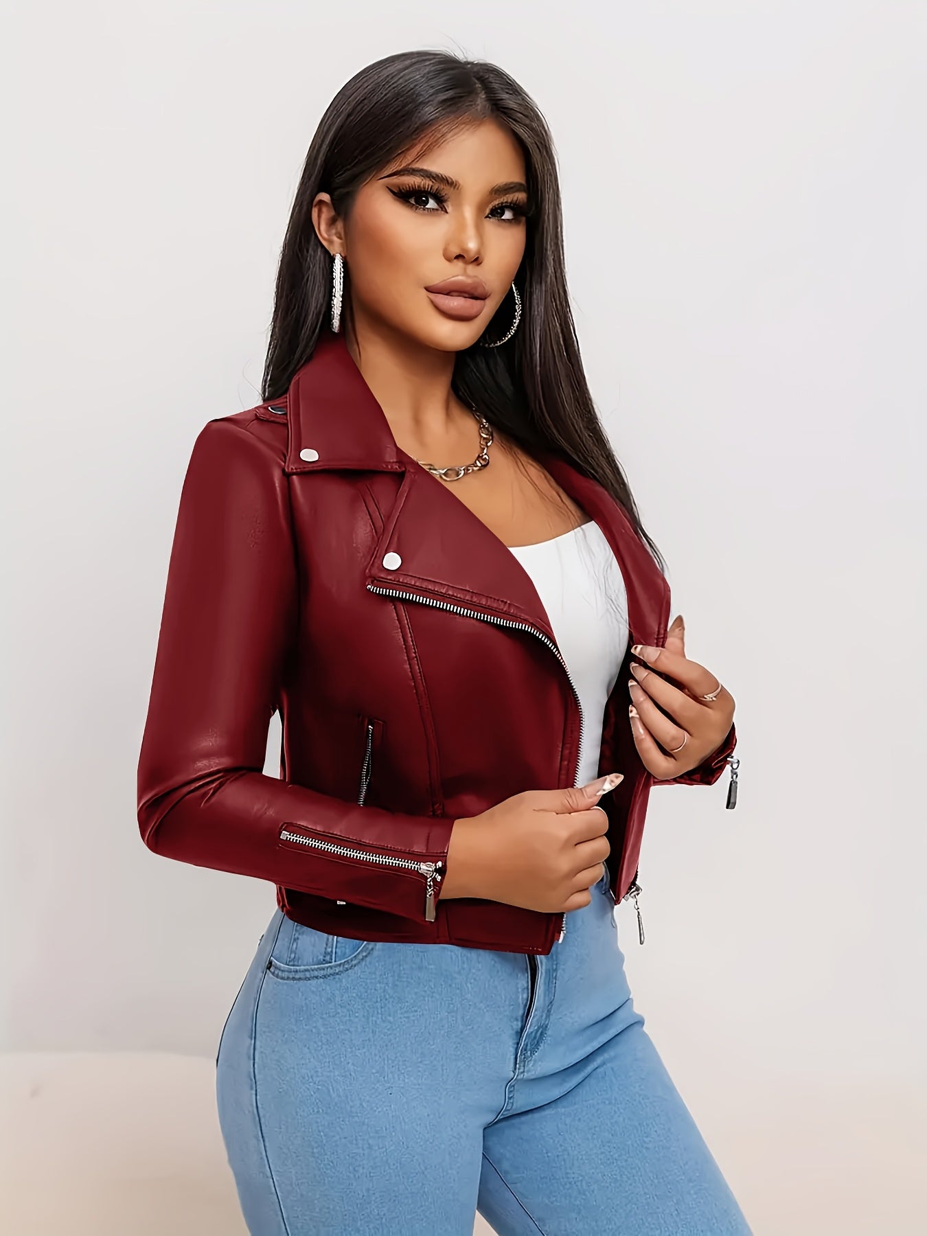 Polyester Sports Square Neck Short Length Long Sleeve Zipper Placket H Fit Conventional Jacket for Spring/Fall