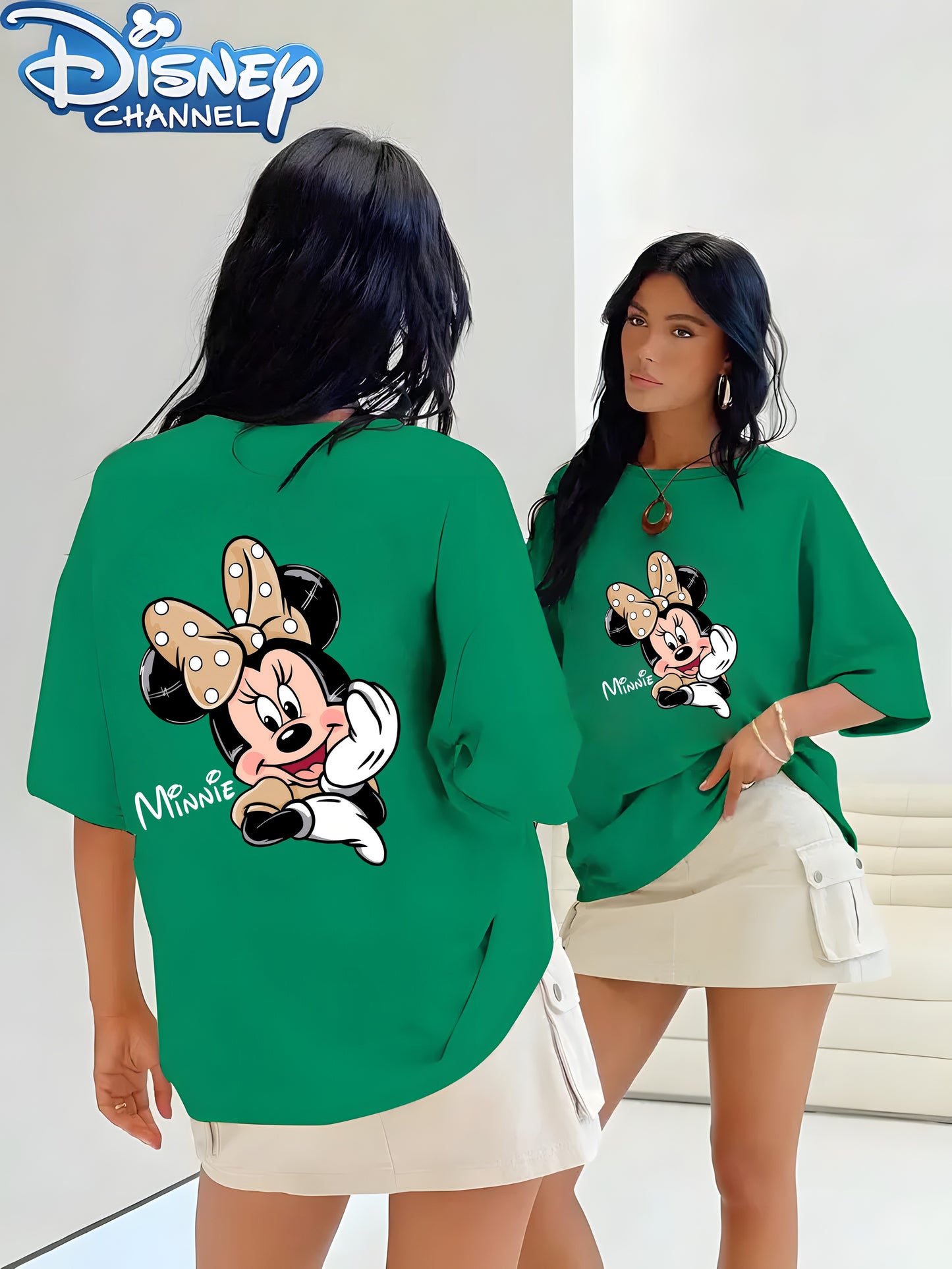 Disney Women's Minnie Mouse Graphic T-Shirt - Red Casual Short Sleeve Summer Top with Polka Dot Bow Design, Lightweight Machine-Washable Tee for Disney Fans, Perfect Gift, Disney Shirt, Playful Design, Comfortable Fit