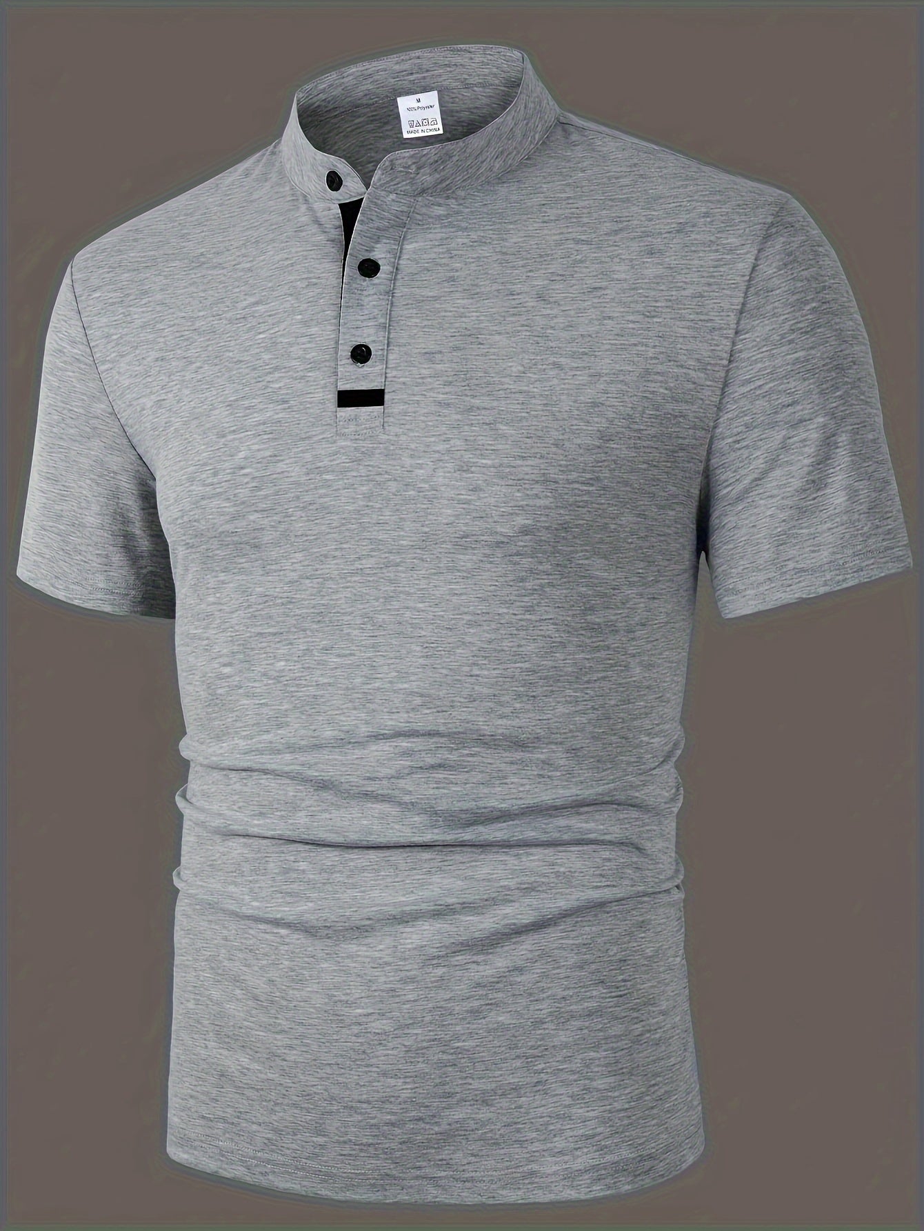 Men's Casual Red Shirt - Short Sleeve, Round Neck with Button Detail, Lightweight Polyester Blend, Ideal for Golf & Casual Attire, Machine Washable