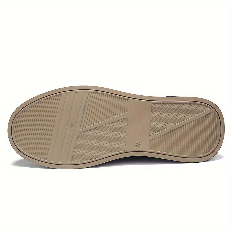 Men's Casual Low-Top Sneakers in Light Beige - Versatile All-Season White Shoes with Elastic Laces, Durable PU Upper & PVC Sole, Comfortable Fabric Insole for Casual Attire