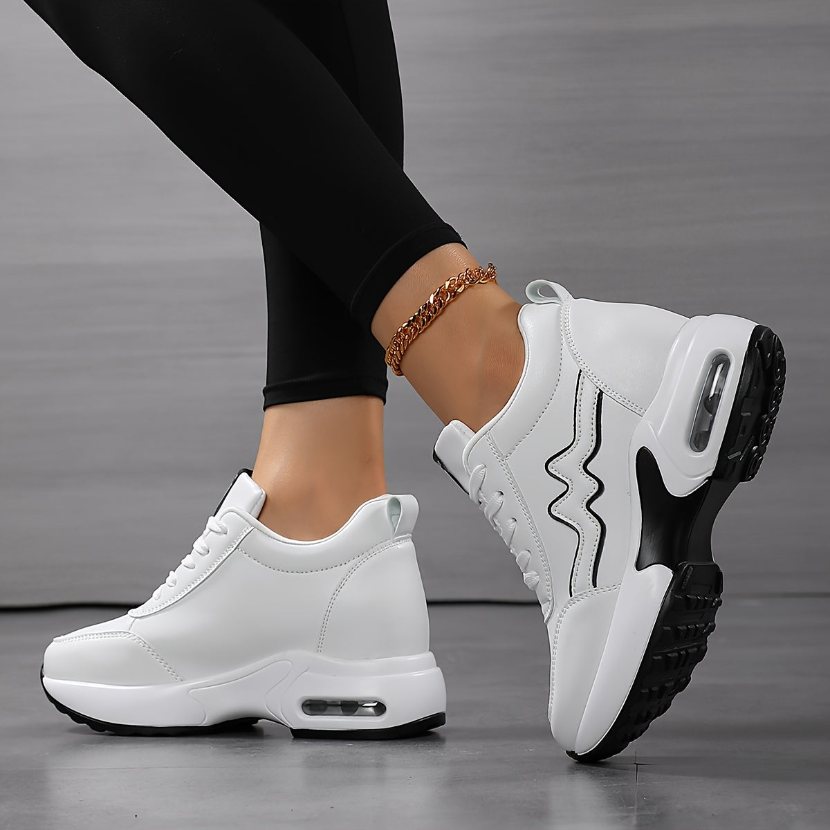 Women'S High-Top Sneakers with Thick Sole - Comfortable, Breathable, Casual White Sneakers with Lace-Up Closure, Stylish Design for All Seasons, Casual Footwear Stylish High Top Sneakers Comfortable Footwear