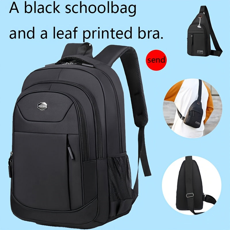 Unisex Black Backpack with Multiple Compartments, Adjustable Straps & Secure Zipper Closure - Durable Fabric for School, Work, Travel & Casual Use, Backpack for School, Work Commute, Travel Bag, Minimalist Design, Sturdy Cons