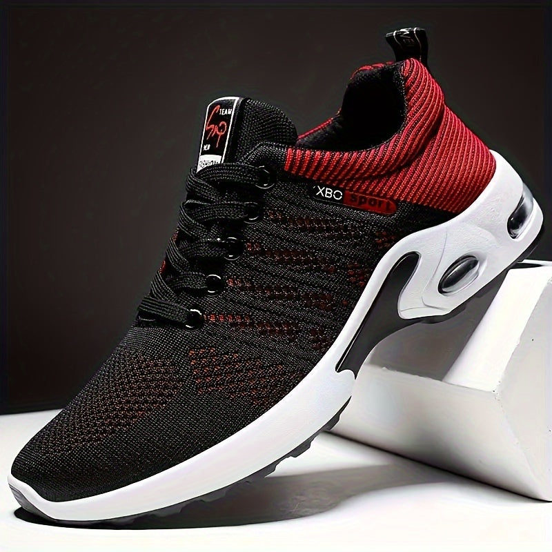 Men'S Breathable Mesh Air Cushion Sneakers - Durable Lace-Up Running Shoes with PVC Sole, Fabric Inner & Upper, for Outdoor Sports and Casual Wear, Low-Top Design, All-Season Comfort, Allseason Running Shoes|Modern Casual Sho