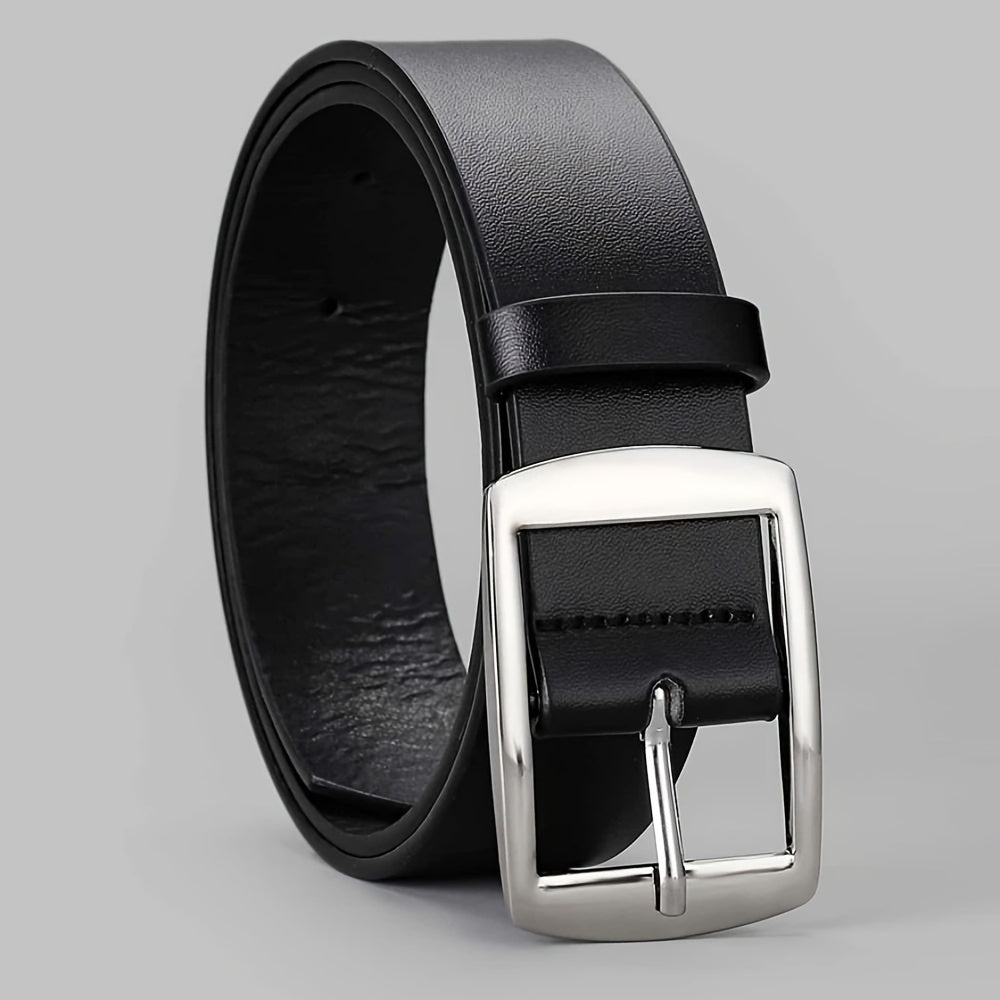 1pc Men's Fashionable PU Leather Belt, Simple And Retro Design, Smooth Buckle, For Men Daily Life, Leisure Time Party Festival Work Christmas Gift