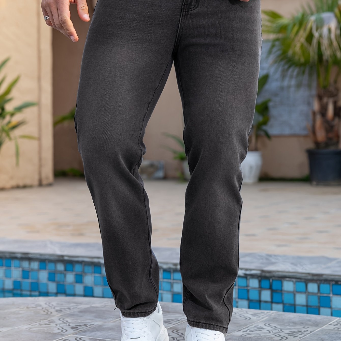 Men's Casual Denim Jeans, 80% 14.0% Viscose 5.0% Polyester 1.0% Modal Blend, Solid Color, Non-Stretch Fabric, Regular Fit, All-Season, Washed Finish, Woven - Multiple Sizes Available, Casual Wear Jeans|Versatile Jeans| Blend