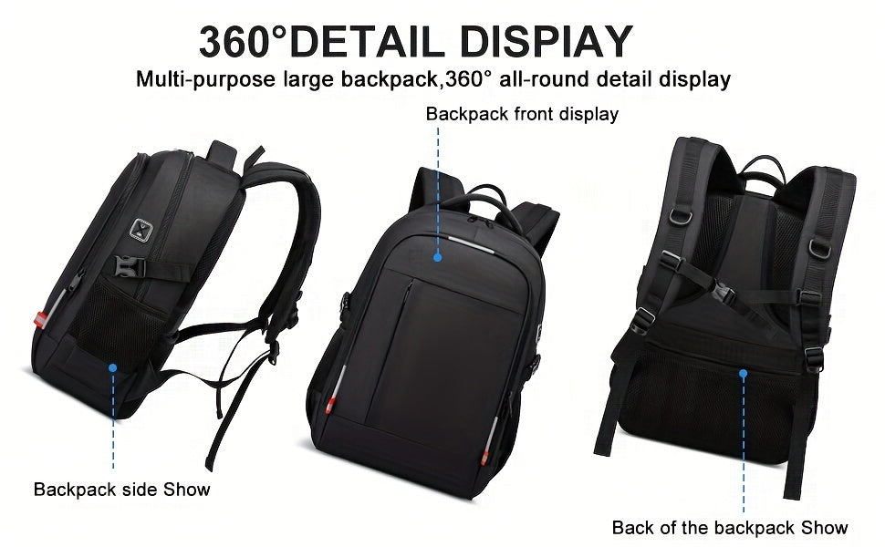 A Spacious, Minimalist, Lightweight, And Breathable Backpack Made of Oxford Cloth, Suitable for a 15.6-Inch Laptop. It Features a Luminous Safety Logo, Making It Ideal for Business Travel for Both Men And Women, As Well As fo