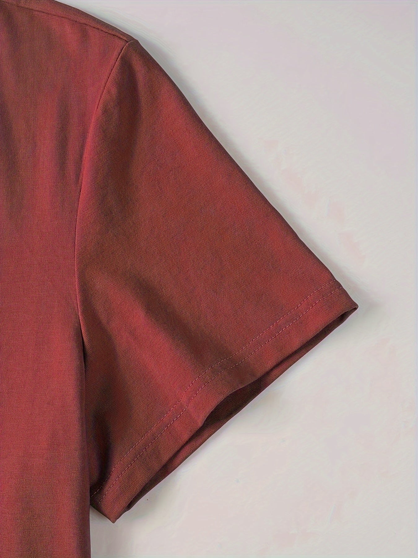 Men's Casual Red Shirt - Short Sleeve, Round Neck with Button Detail, Lightweight Polyester Blend, Ideal for Golf & Casual Attire, Machine Washable