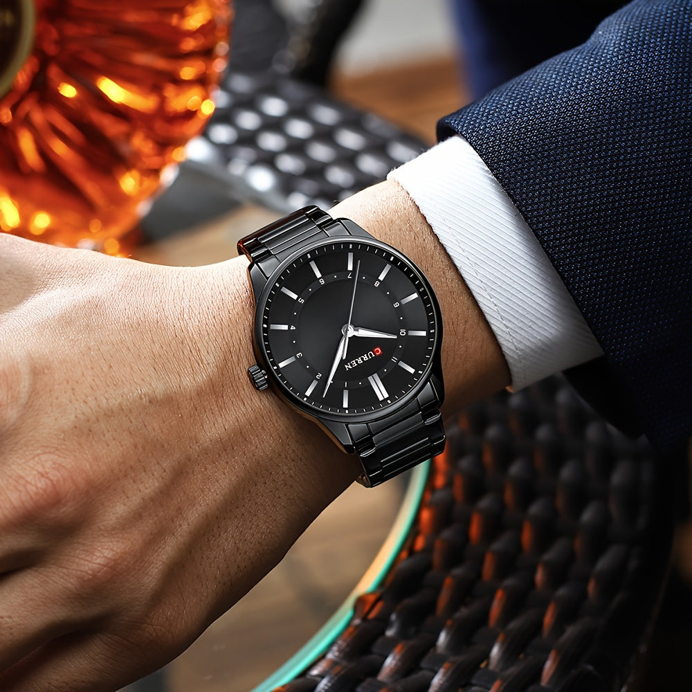 CURREN Men's Watch Gift Stainless Steel Band Simple Business Casual Watch