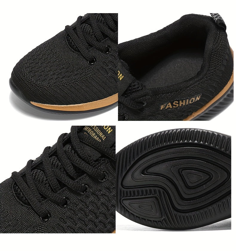 Women's Lightweight Lace-Up Casual Sneakers, Breathable Soft Sole Platform Lace Up Walking Shoes, Comfortable Fashion Footwear plus size
