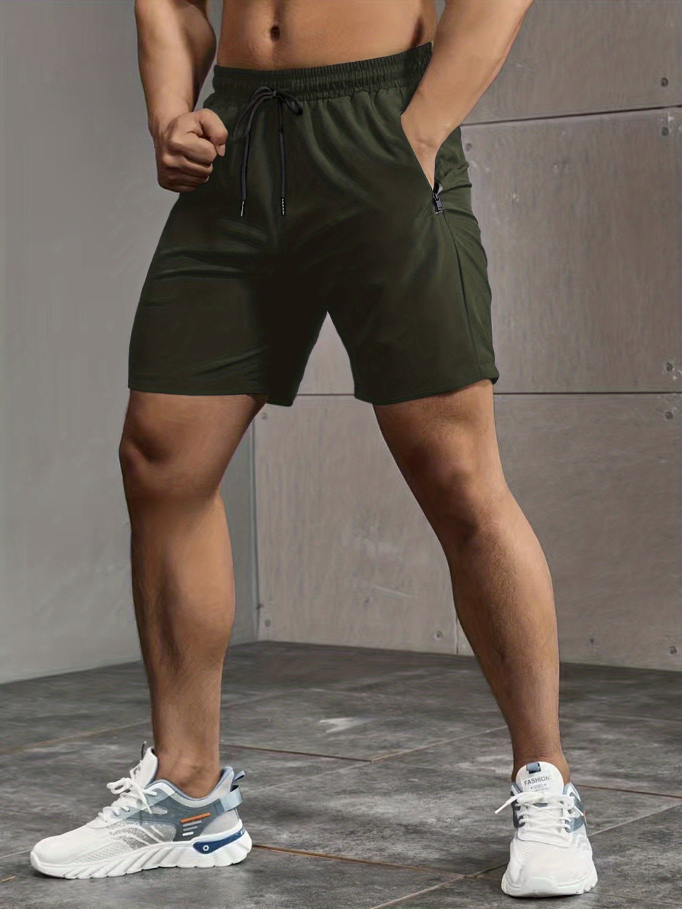 Super Thin Men's Casual Simple Style Comfy Shorts, PERFORMANCE Letter Print Home Pajamas Bottom With Zipper Pockets And Drawstrings, Men's Summer Outdoor Fitness Clothing