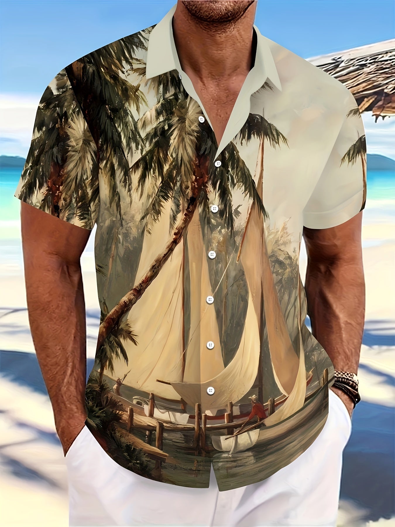 New Men'S Button-Up Shirt, Perfect for Summer with Short Sleeves, Breathable Fabric, And Quick-Drying Features.