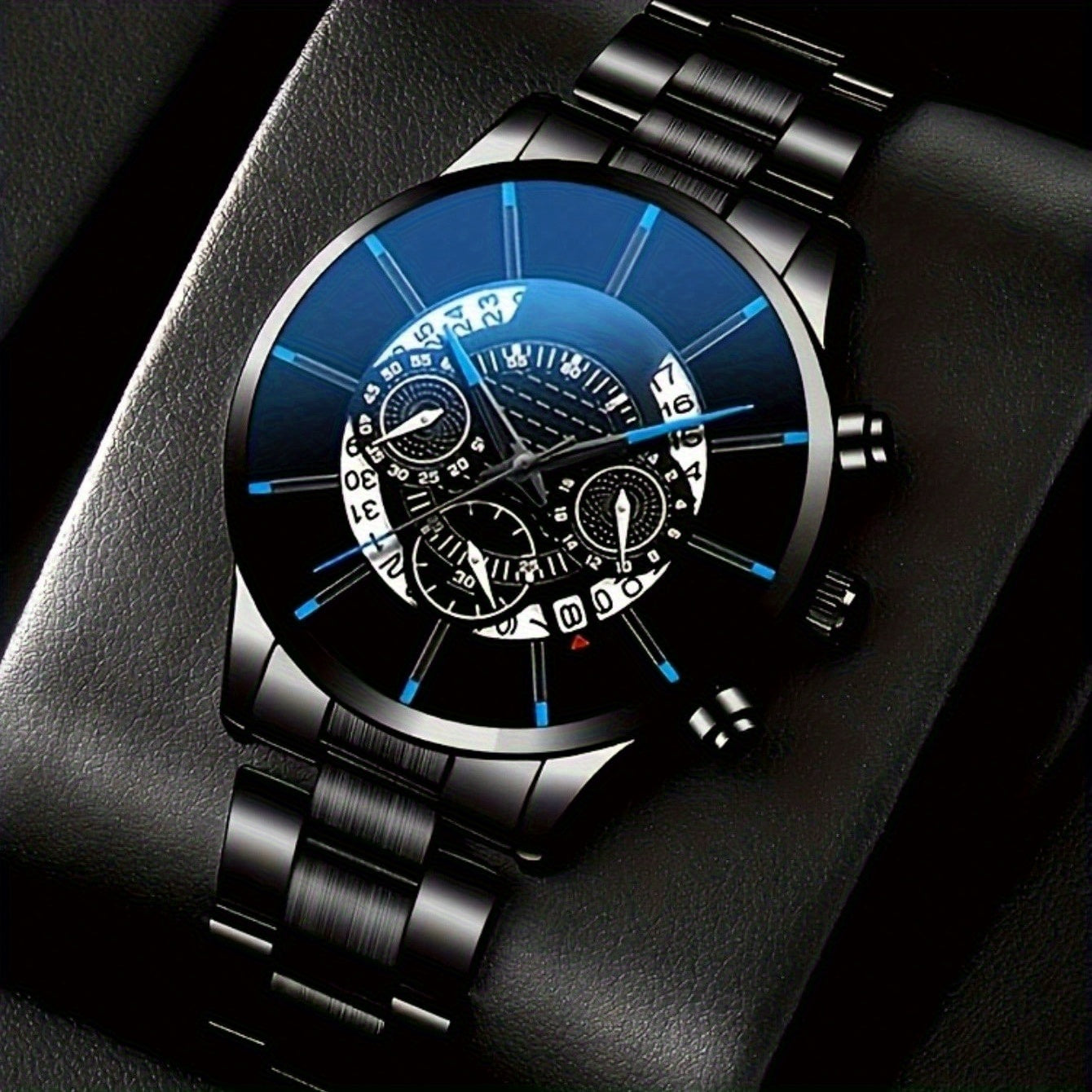 3 հատ տղամարդու էլեգանտ գործնական պողպատե ժապավենով ժամացույց + մինիմալիստական թեթև դրամապանակ և գոտի, անակնկալ նվեր նրա համար Սուրբ Ծննդյան, Սուրբ Վալենտինի օրվա, ծննդյան օրվա համար