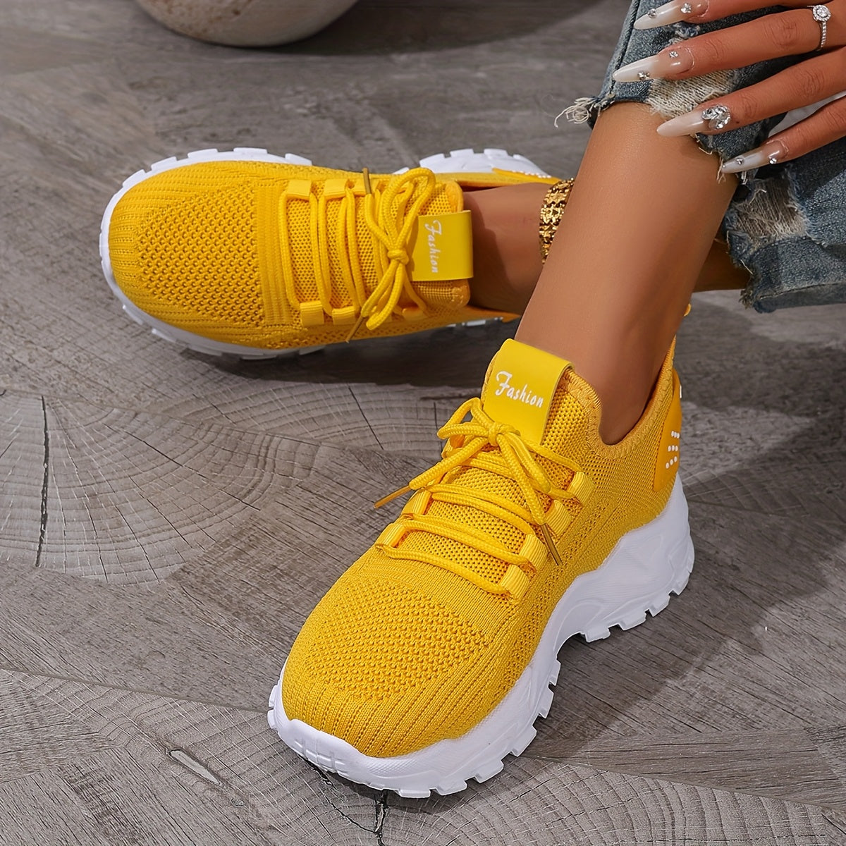 Women'S Breathable Knit Mesh Sneakers - Lightweight Running Shoes with Non-Slip EVA Sole - Comfortable All-Season Casual Walking Footwear, Black & White Options, Low-Top Lace-Up Design, Walking Shoes