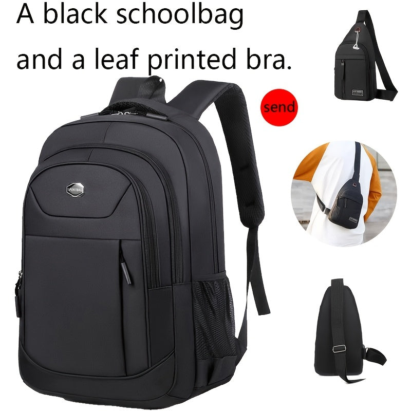Unisex Black Backpack with Multiple Compartments, Adjustable Straps & Secure Zipper Closure - Durable Fabric for School, Work, Travel & Casual Use, Backpack for School, Work Commute, Travel Bag, Minimalist Design, Sturdy Cons