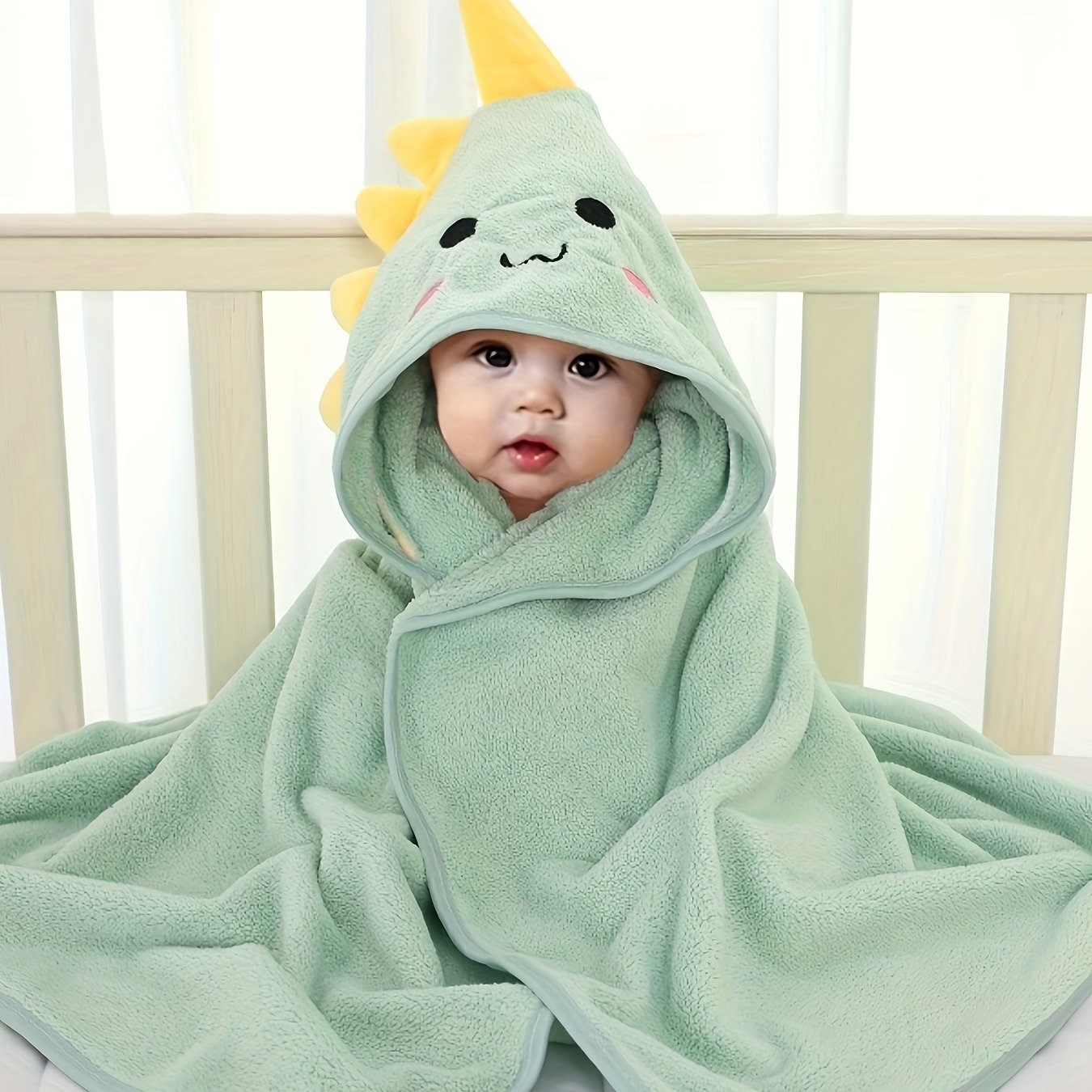 Adorable Animal Design Baby Boy's Soft Hooded Bathrobe - Super Absorbent & Quick-drying Blanket - Suitable For Aged 0-3