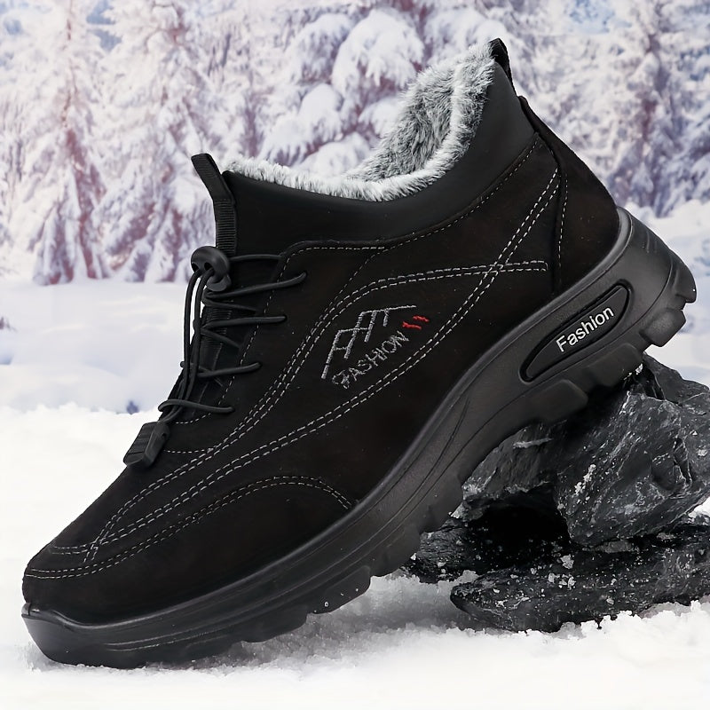 Men's Warm and Comfortable Winter Snow Shoes - Non-Slip Ankle Boots for Outdoor Hiking and Trekking with Plush Lining