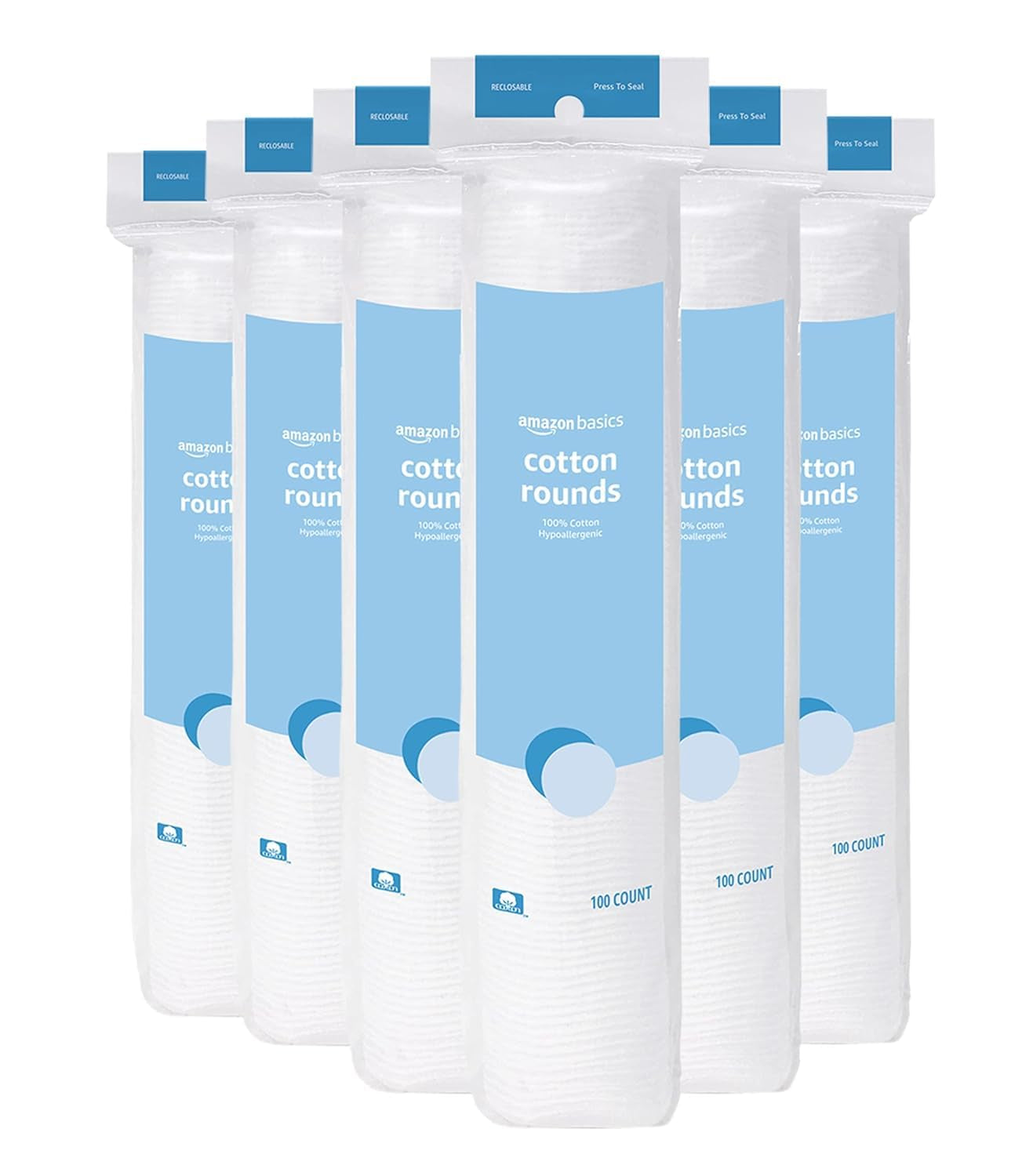 Amazon Basics Hypoallergenic 100% Cotton Rounds, 100 Count
