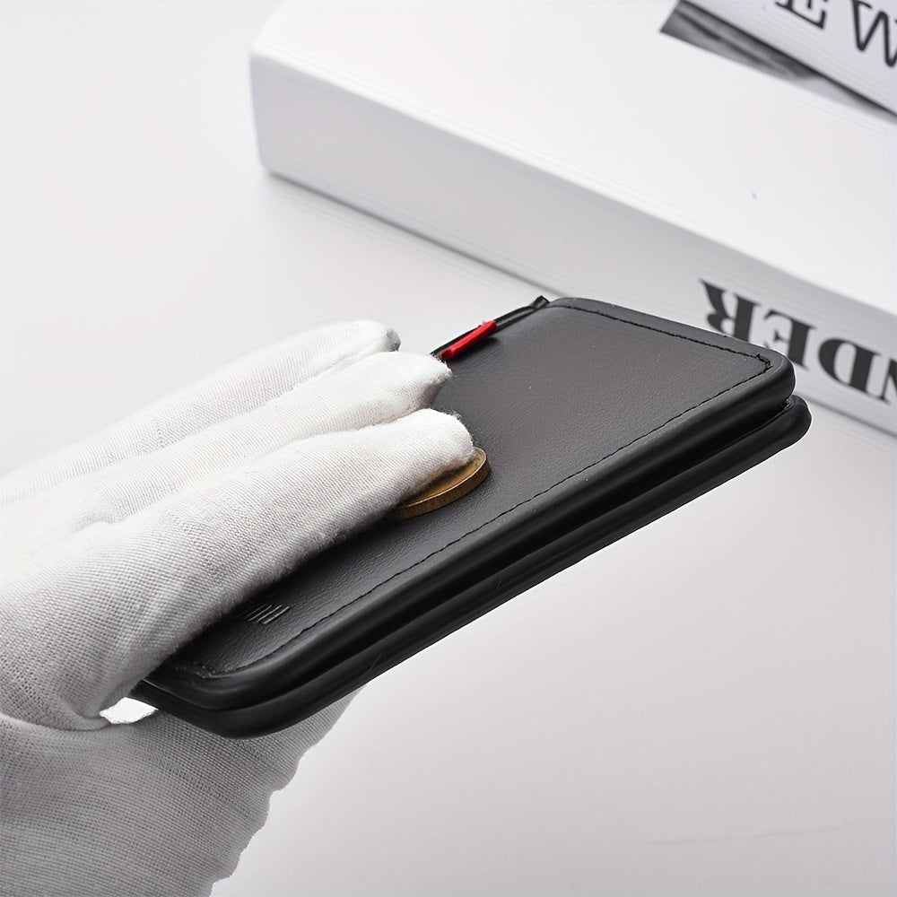 1pc Men'S Vintage Faux Leather Credit Card Wallet, Slim and Soft Design, Multiple Card Slots, Business Style Driver'S License Card Holder, Travel Zero Wallet