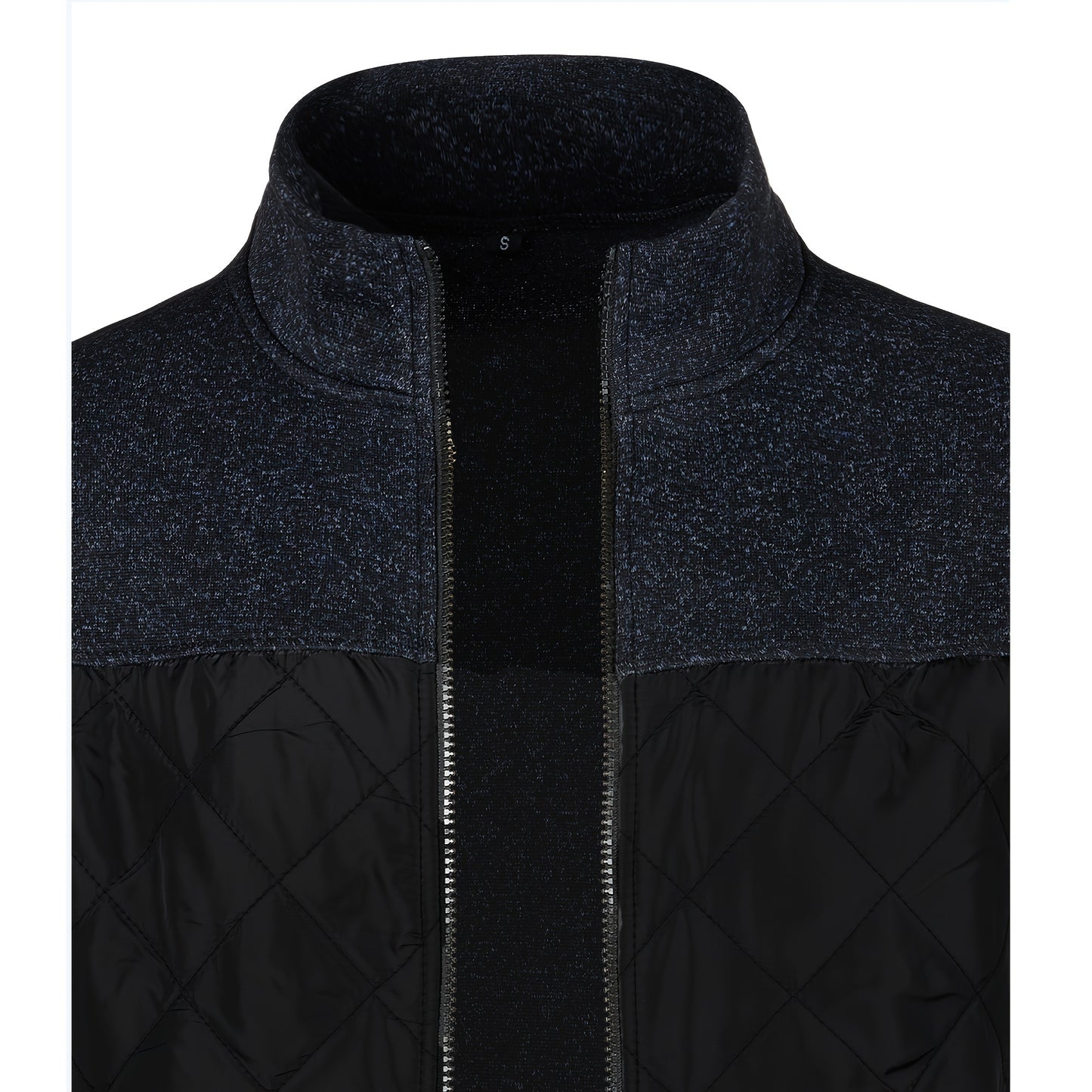 Men's Knitted Cardigan Jacket, Autumn Winter Casual Stand Collar Full Zip Coat, Long Sleeve Regular Fit Jacket