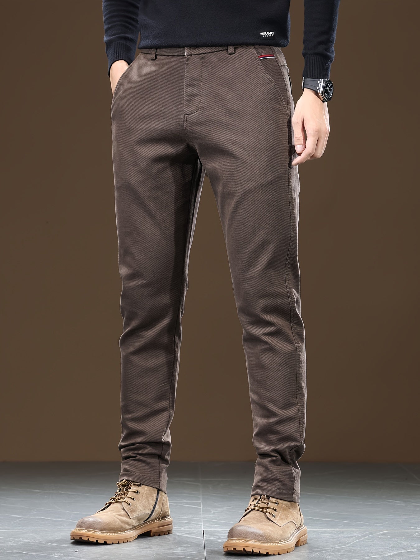 Men's Slim-Fit Cotton Blend Business Casual Pants