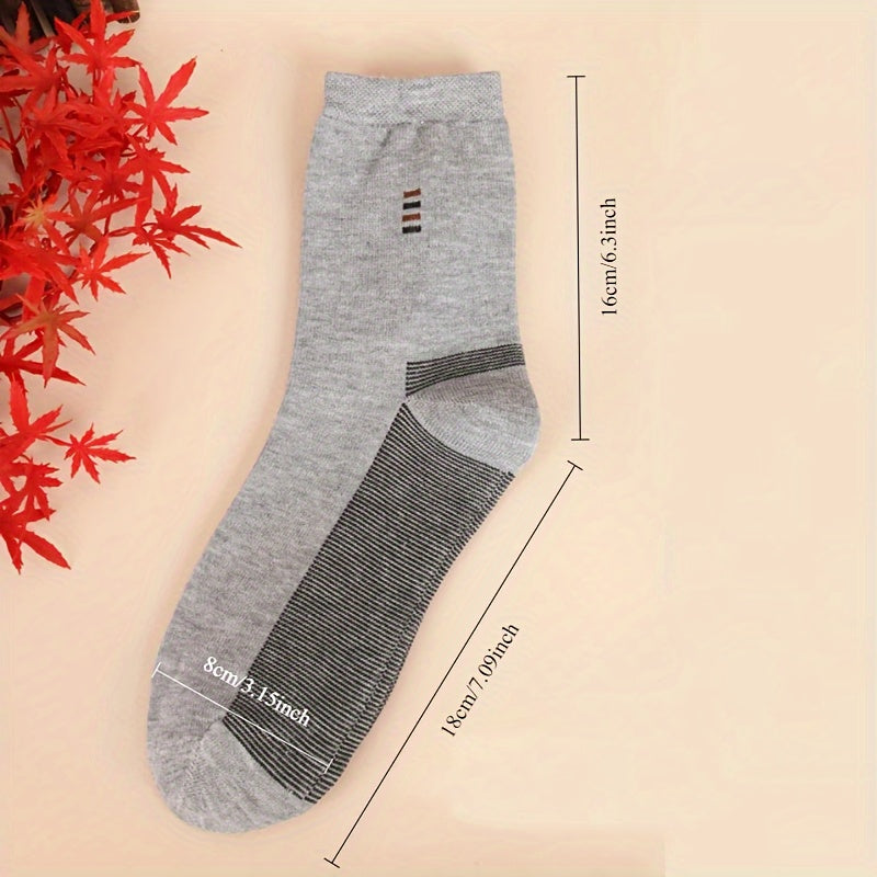 5 Pairs of Men'S Long Socks - Soft, Comfortable, Durable, Casual, Simple Fashion in Black, Large Size, Mid-Calf Length