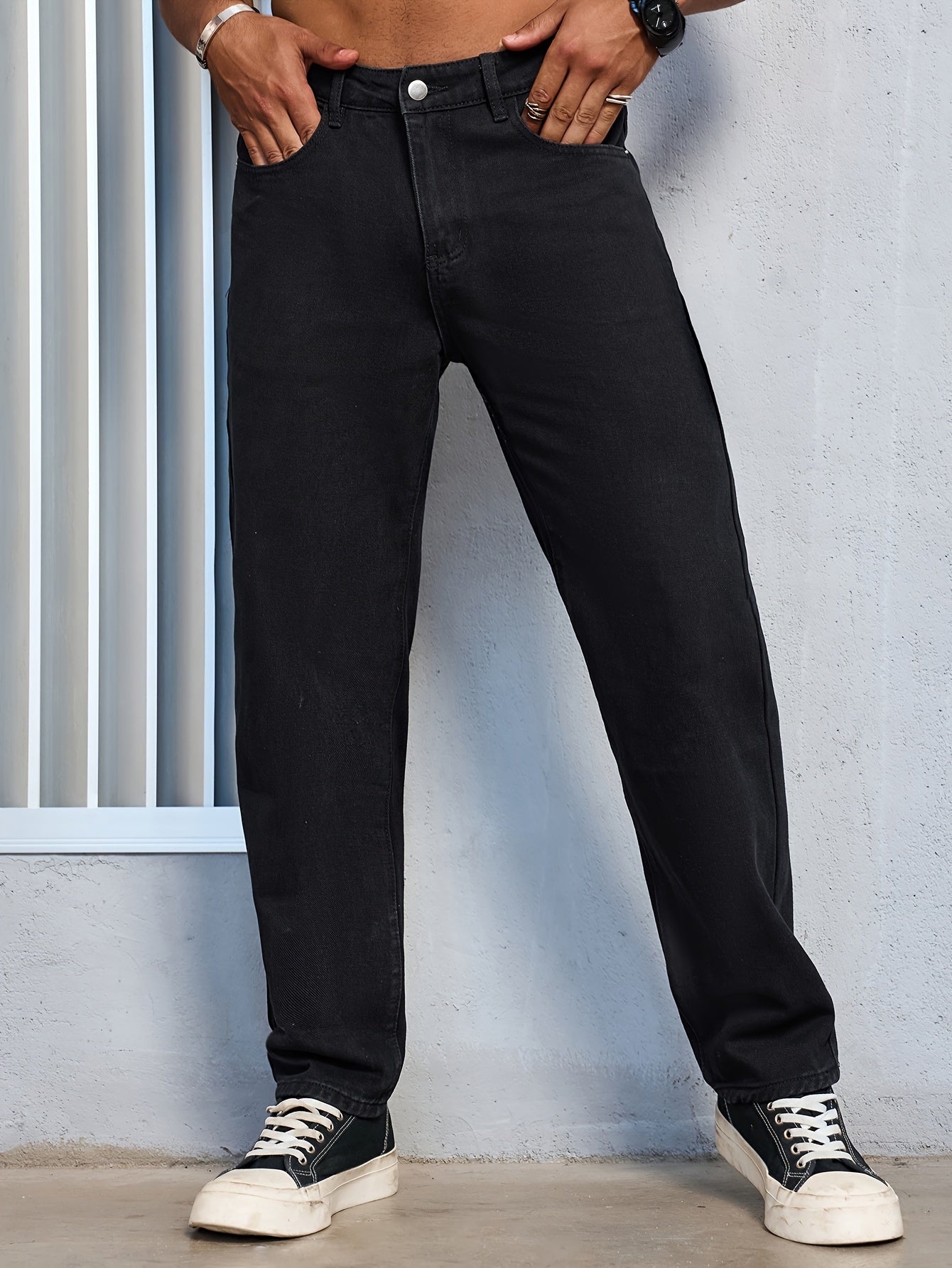 Men's Casual Regular Fit Jeans, Men's Versatile Classic Design Denim Pants For All Seasons
