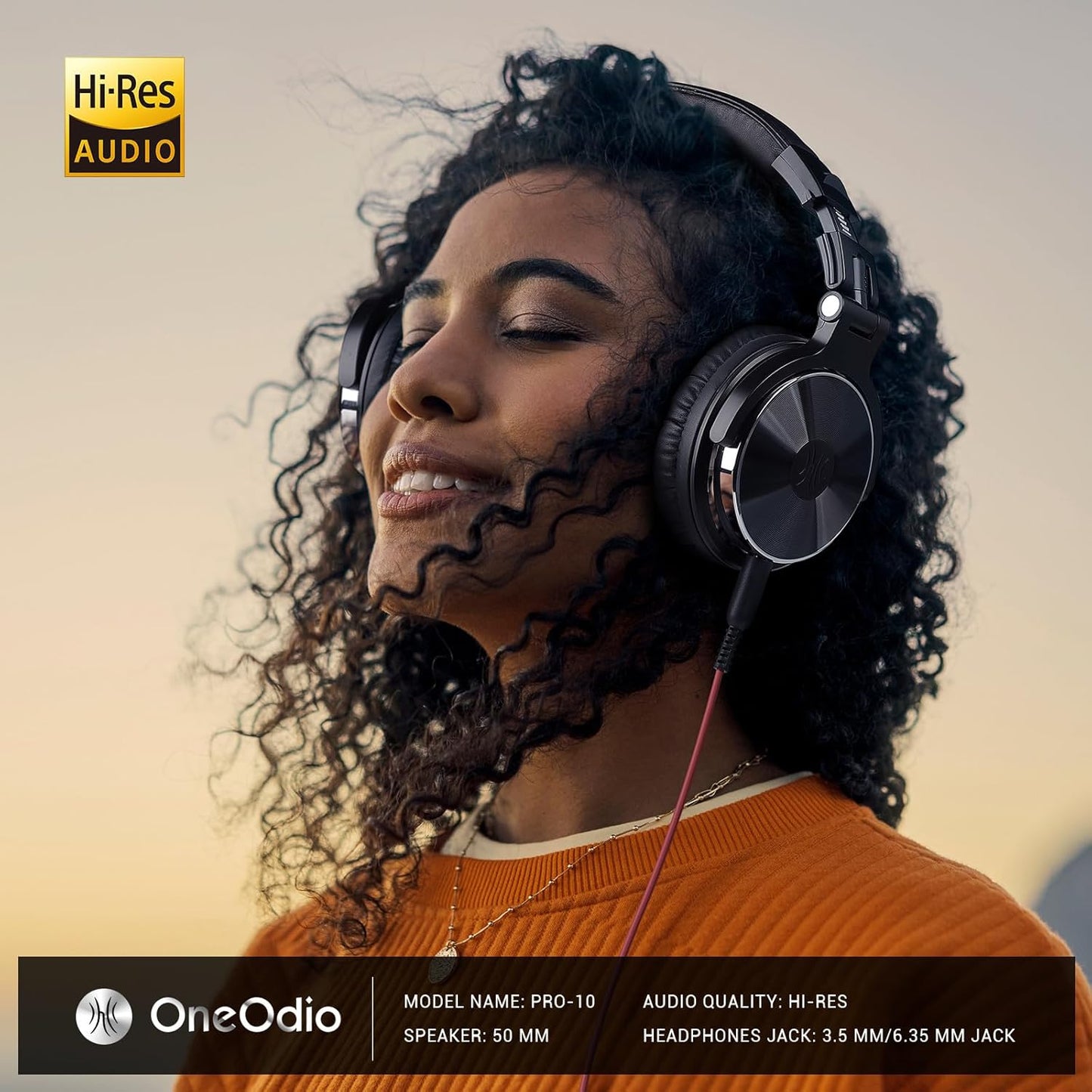 Oneodio Wired over Ear Headphones Hi-Res Studio Monitor & Mixing DJ Stereo Headsets with 50Mm Drivers and 1/4 to 3.5Mm Jack for AMP Computer Recording Podcast Keyboard Guitar Laptop - Black