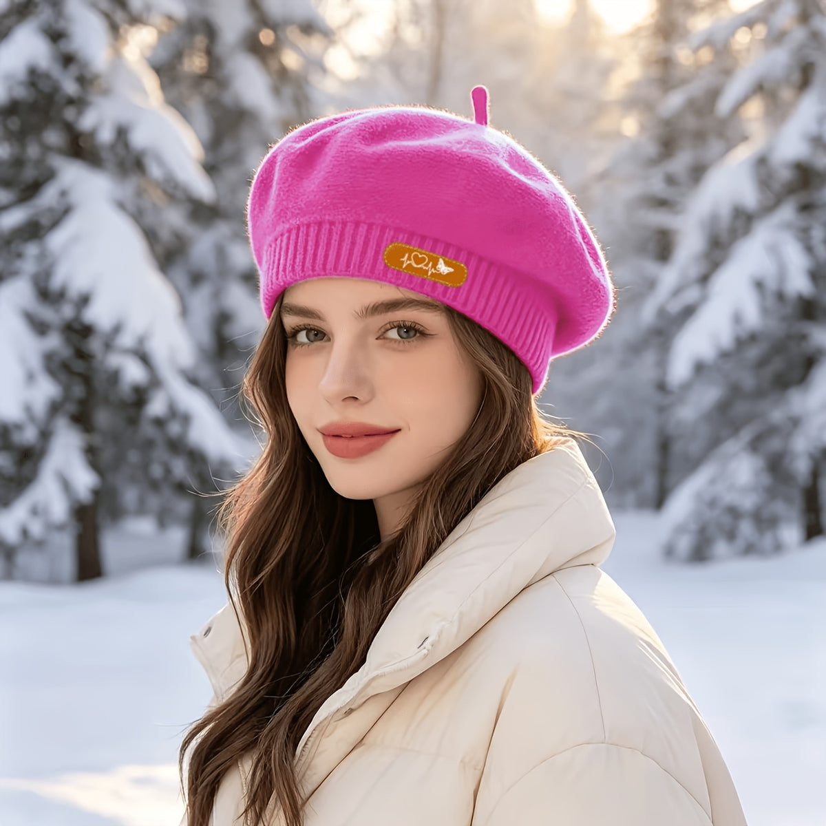 Women's Vintage British Style Polyester Beret for Autumn Winter