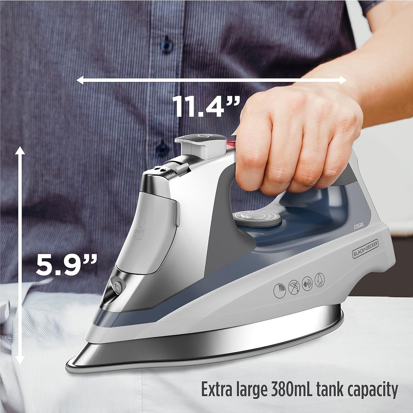 BLACK+DECKER Allure Professional Steam Iron, 30% More Steam, Precision Tip, Stainless Steel Soleplate, Vertical Steam Function