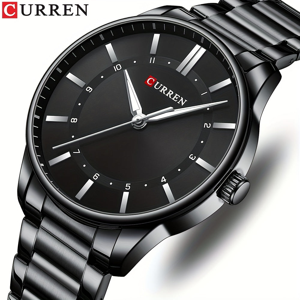 CURREN Men's Watch Gift Stainless Steel Band Simple Business Casual Watch