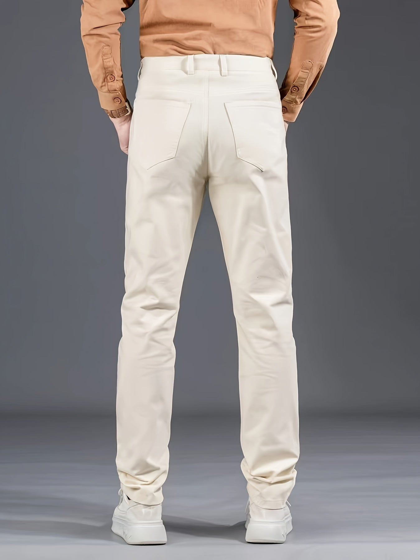 Men's Solid Color Mid Waist Regular Fit Cotton Dress Pants with Zipper Fly – Non-Stretch Woven Fabric – Basics Style for Mature Occasions – Fall/Winter Collection
