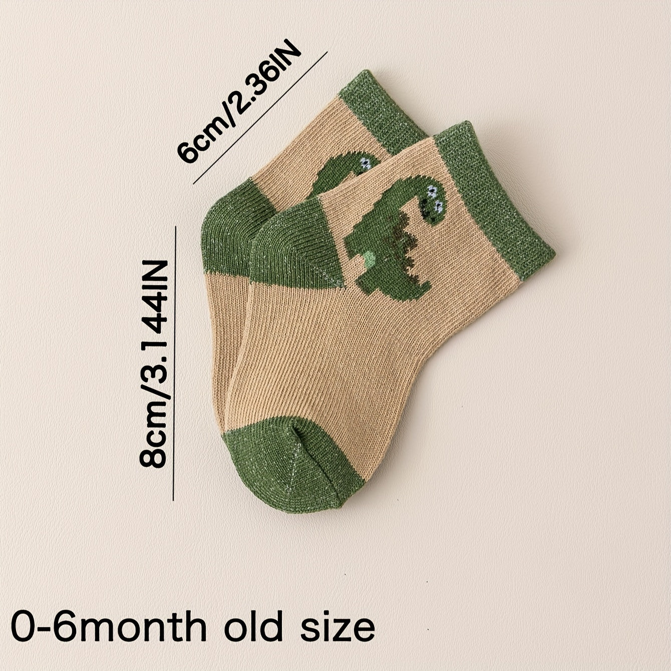 10 Pairs of Cute Baby Socks with Dinosaur Designs - Perfect for Little Boys - Machine Washable - Made of Polyester And Elastane - Suitable for Ages 0-12 - Seasonal - Socks - Knit Fabric