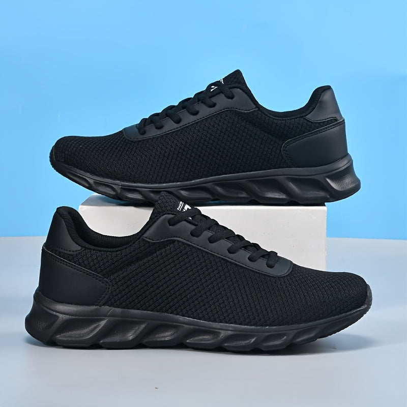 Breathable Mesh Sneakers in Navy Blue with Orange Accents, Comfortable Sole Running Shoes for Spring/Summer