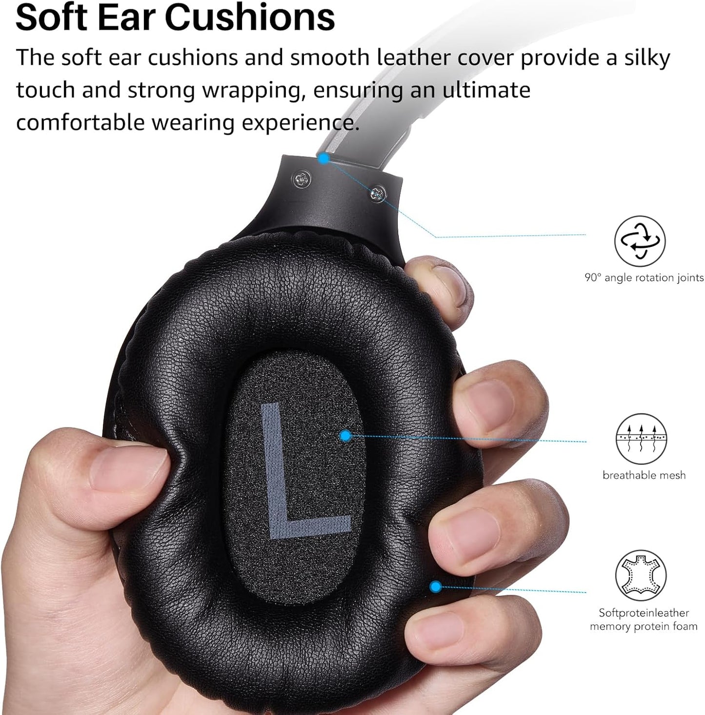 TOZO Bluetooth 5.4 over Ear Headphones, ENC Call Noise Cancelling Mic, Foldable Wireless Headset, 70H Playback, Deep Bass Stereo Sound, Customizable EQ via Button & App, for Travel and Home, Upgraded