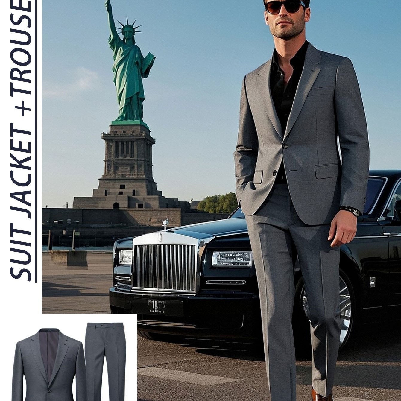 Men'S Formal Suit Set Featuring a Two-Button Lapel Jacket And Trousers. A Simple, Comfortable, And Classic Outfit for Adult Males, Suitable for Professional Office Wear, Elite Business Attire, And High-End Casual Suits. Ideal