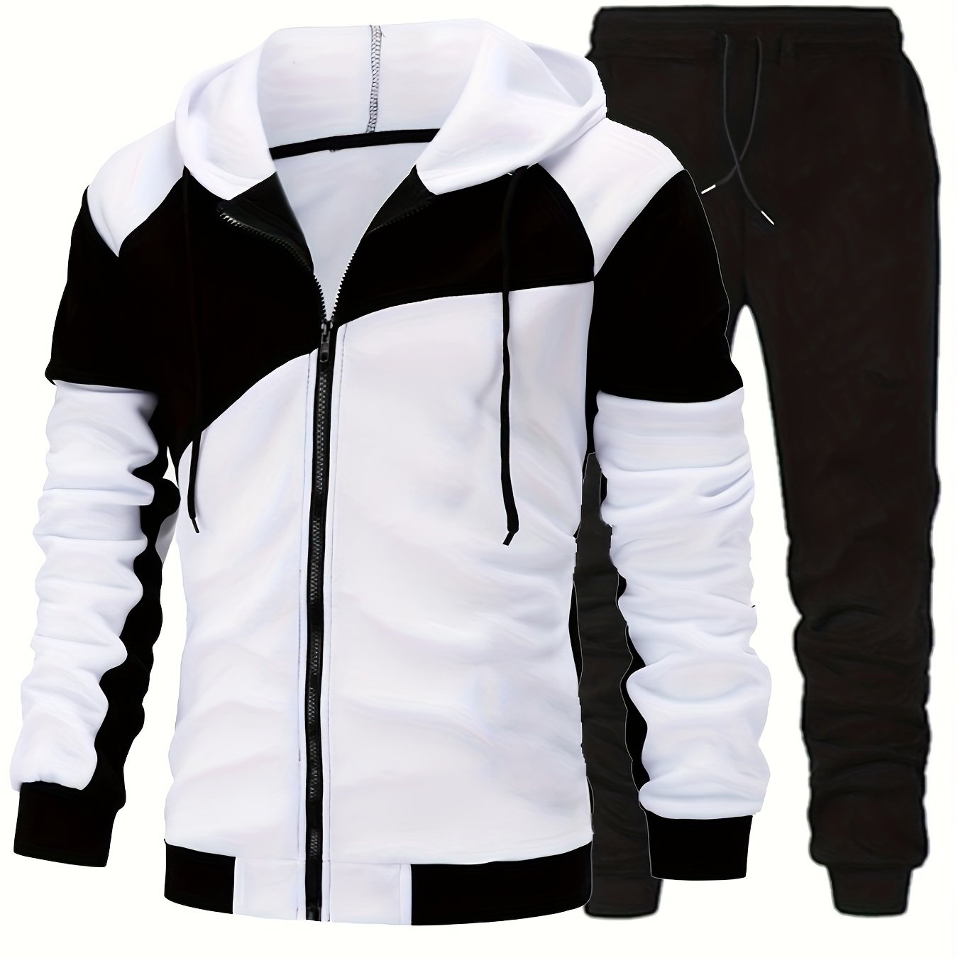 New Autumn and Winter Men's Zipper Design Hoodie Suit Fleece Hoodie Men's Casual Sports Suit