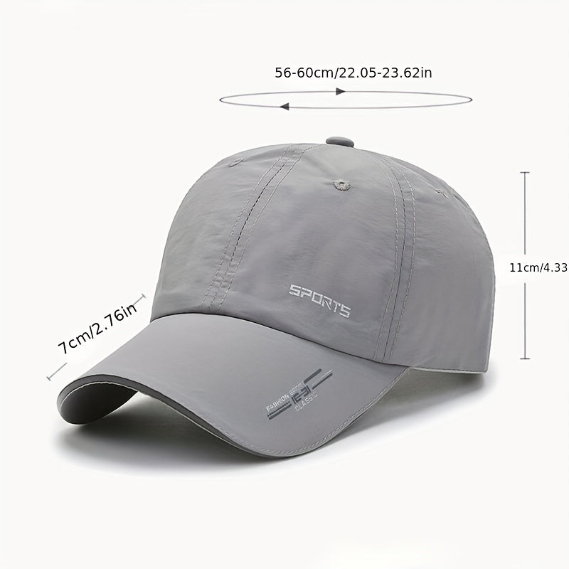 Unisex Polyester Baseball Cap, Quick-Dry Breathable Duck Hat with Reflective Strip, Sun Protection Snap Closure, Hand Wash Only, Stretch Fit for Spring/Summer Outdoor Travel Sports